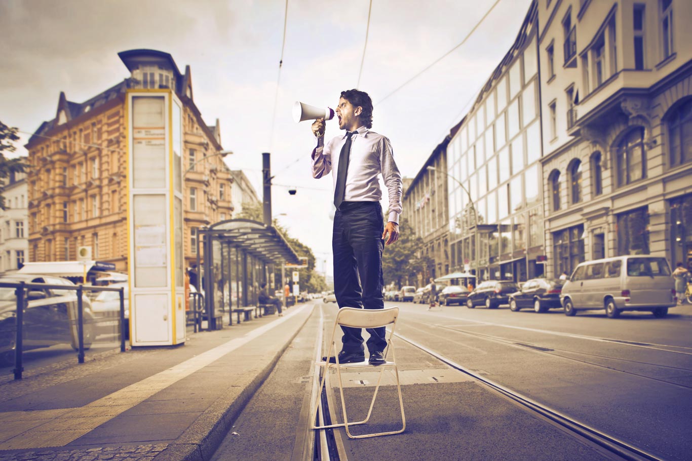 Photo of man with megaphone